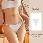 Sexy Women Cotton Thongs Adjustable Belt Seamless Panties Breathable Low Waist Lingerie Female Soft Solid Color Intimates