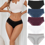5PCS/Set Women Cotton Panties Sexy Lace Low Waist Briefs Stretch Comfortable Ladies Underwear Soft Breathable Intimate Lingerie