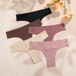 5PCS Seamless Maillard Panties Ultra-thin Brazilian panties Women Ice Silk Underwear Sexy Panty Low Waist G-string Female Solid