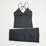 NCLAGEN Vision Twist Front Longline Top And Vision Flares 2 Piece Fitness Set Women Sportwear Gym Clothes Workout Running Suit