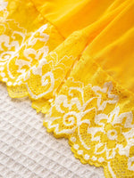 Transparent Thin Style G-string Lace Ruffle Trim Lingerie Set Women Nightgowns Sleeveless Sleepwear Sexy V-Neck Bra Panty Sets
