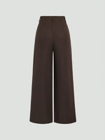 Women's Elegant Jacquard Pleating Wide-Leg Pants Office/Commuting Solid Color Loose Casual Suit Pants, Autumn/Winter