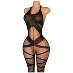 New Hot Crotchless Bodystocking EroticTransparent Sexy Lingerie Sexiest Bodysuit Mesh Hollow Bra Set Black Full Body Stockings