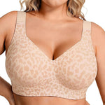 Leopard Jelly Bras No Underwire Push Up Wireless Bra Seamless Lift Bras Full Coverage Bralette Everyday Brassiere Plus Size
