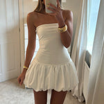 Sexy Strapless Mini Dress NEW Summer Solid Color Puff Bubble Short Gown Dress Off Shoulder Party Dress for Cocktail Streetwear