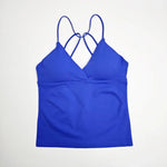 NCLAGEN Vision Twist Front Longline Top Gym Yoga Tops Women Quick Dry Thin Strap High Elastic Workout Vest Push-up Fitness Tank