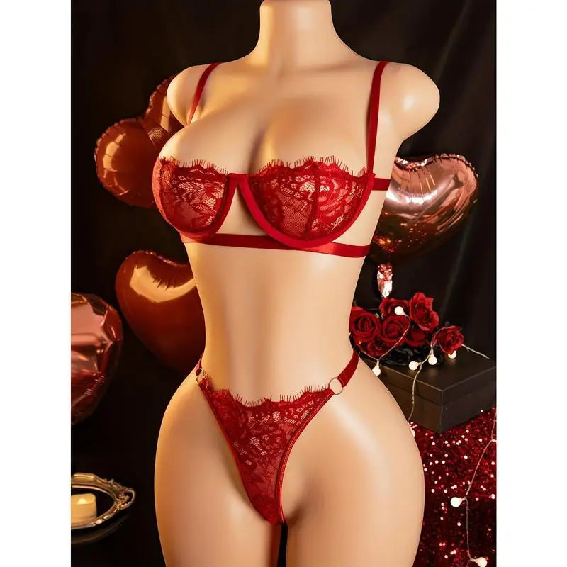 Thin Sexy Lingerie Bra SetErotic Push Up Breves Sets Woman Lace Transparent Underwear Embroidery Thong Kit Delicate Underwear