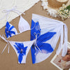 Blue Flower Print Sexy Swimsuit Micro Thong String Halter Triangle 3 Bikini Piece Set Cover Ups Swimwear Woman 2026 Bikinis test