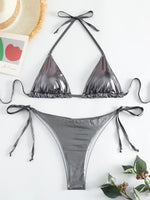 Sexy Brozing Gold Bikinis Sets Women Push Up Micro Bikini Swimsuit 2026 Brazilian Beach Bathing Suit Tie Side Triangle Swimwear