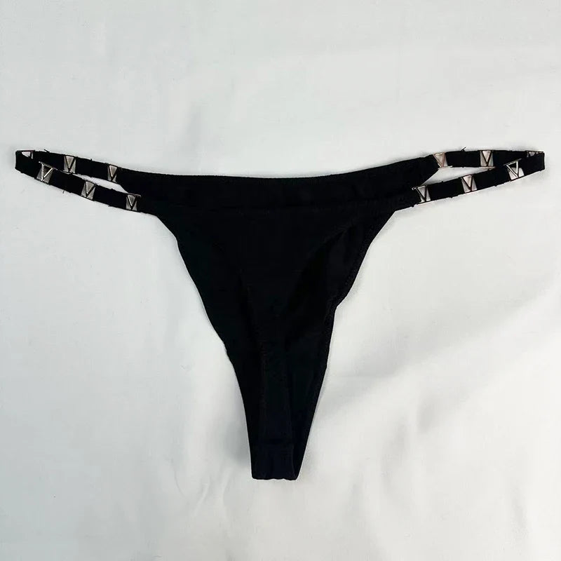 Low Rise Sexy Thong Women Underwear Briefs Seamless Panties Zebra Flower Luxury Metal Buckle G String Bikini Girls Female Panty