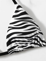 Sexy Zebra Striped Bikini Women Halter Push Up Triangle Swimsuit Brazilian Summer Bathing Suit Micro Swimwear 2025 Swimming Suit