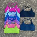 Solid Color Tight Comprehensive Training Women Fitness Bra Cross Back Yoga Underwear Gym Sport Top Hollow Back Push Up Chest Pad
