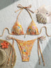 Sexy Orange Leaves Print Micro Bikini 2025 Women Shell Ornament Push Up Bra Bandage Thong Swimsuit Holiday Bathing Suit Swimwear test