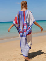 2025 Loose Boho Style Maxi Dress Print Face Swim Suit Cover-up Bohemian Dress Robe Plage Kaftan Maxi Dress Beach Wear Tunics