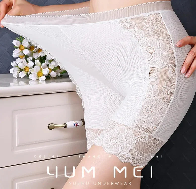Plus Size Safety Short Pants Women Seamless Under Skirt Boxers For Women Sexy Lace Anti Chafing Boyshort Panties Underwear