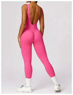Seamless One-piece Suit Women Sports Jumpsuit Push up Yoga Suit Backless Sportswear Set Women Sleeveles Workout Bodysuits Female