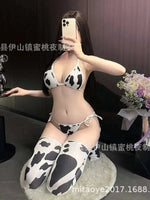 Cow Print Sexy Cosplay Costume Maid Swimsuit Anime Bikini For Beach Vacation Holiday Pool Party Charming Backless Deep V 7AXO