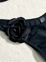 Sexy 3D Flower Patchwork Swimwear Thong Bikini 2024 Women Lace-up Swimsuit Halter Drawstring Swimming Bathing Suit Biquini Mujer