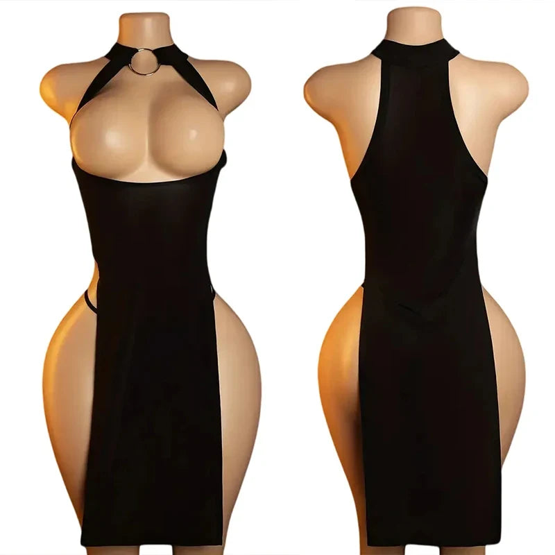 Adult Cosplay Costumes Erotic Bodysuit Women's Ultra Hot Porno Babydoll Dresses Hollow Out Open Breasts/Crotchless Sexy Lingerie