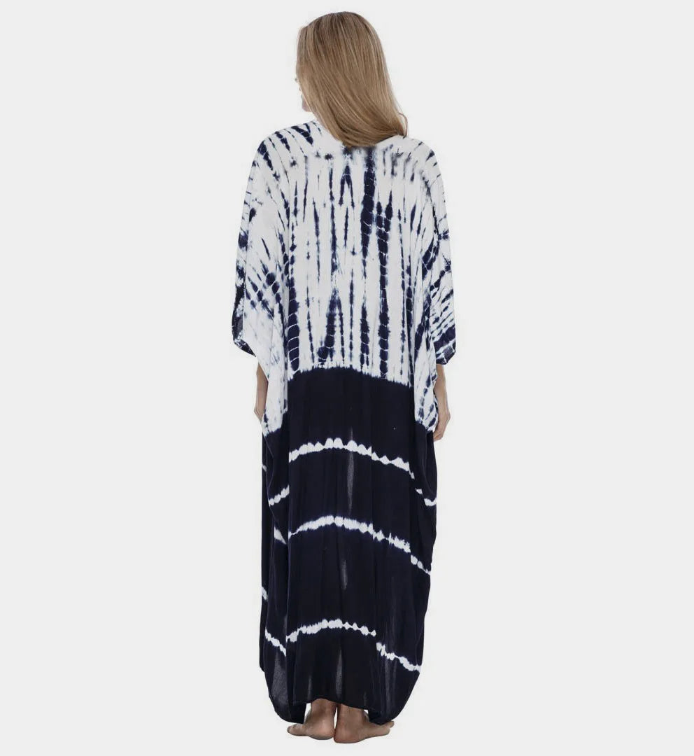 Beach Cover Ups for Swimwear Women Black Tie Dye Kimono Swimsuit Cape Summer Dress 2022 Beachwear Outfits Sales