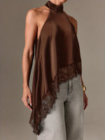 Autumn Fashion Women's Asymmetrical High-Neck Backless Halter Neck Top