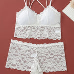 Women Lace Bra Set Bralette Low Rise Panties Nonwire Padded Bra Solid Color Underwear Set Female Sexy Lingerie Comfort Intimates