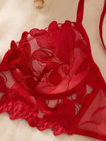 Floral Valentine Charming Brief Panty Underwear Sexy Nighty Fancy V Underwear Brief Set for Lady