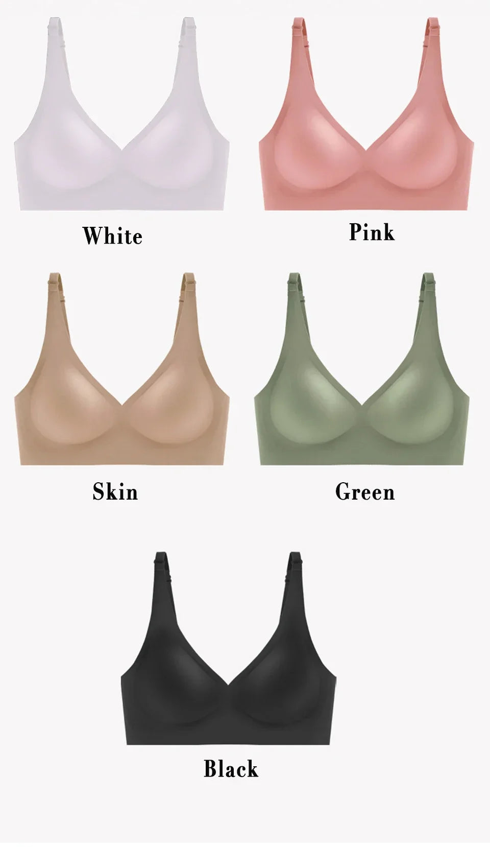 Deep V Jelly Bras Wireless Comfortable Supportive Bra No Underwire Push Up Bralette Seamless Underwear for Women