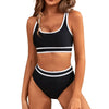 Women's High Waisted Bikini Sets 2026 Sporty Two Piece Swimsuits Color Block Cheeky High Cut Bathing Suits Summer Biquini Black test
