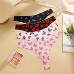 5Pcs Women Ultra-thin Seamless G-string Seamless Print Thongs Sexy Panties Ladies Soft Cute Thongs Female S-XL T-Back Panties