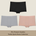 3Pcs Women's Seamless Sports Boxers Underwear Female Solid Color Panties Comfortable Brief Cozy Lingerie Intimate Underpant S-XL