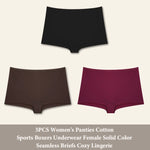 3PCS Women's Panties Cotton Seamless Sports Boxers Underwear Female Solid Color Briefs Cozy Lingerie Intimate Underpants XS-XL