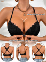 1Pcs Lace Butterfly Women's Sexy Bras French Front Closure Push up Bra Non-Padded Comfortable Versatile Back Design Top