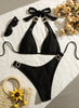 Luxury Rhinestone Bikini Set 2026 Sexy Black Diamond Halter Push Up Bra Metal Chain Thong Swimwear Beach Bathing Suit Swimsuit test