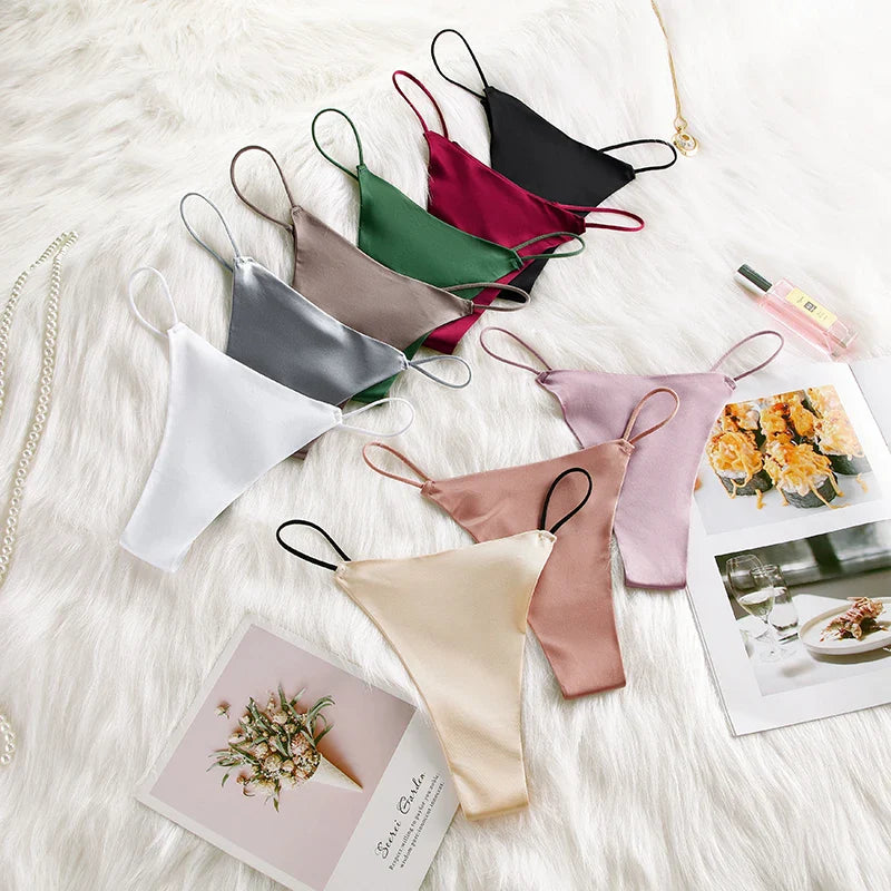 Women Panties G String Sexy Thong Seamless Underwear Ice Silk T Back Butterfly Briefs Girls Low Waist Lingerie Plus Size S-XL