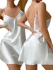 Sexy Solid Color V Neck Backless Lace Trim Design Casual And Comfortable Womens' Nightgown test