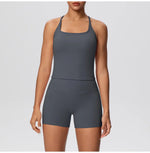 New 2Pcs Yoga Sets Naked Feel Women Workout Fitness Gym Clothes High Waist Yoga Shorts And Sports Bra Impact Shorts Workout Sets