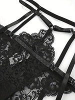 Hot Sexy Lingerie Female Bra Garter Panty Ultra-thin Semi See-through Full Lace Comfortable No-steel Ring Bras Thong Body Suit