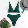 Women Sexy Green Bikini Set Push Up Bathing Suits Swimwear High Waist Swimsuit Two Pieces Swimming Suit Beachwear Halter Biquini test