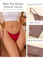 6PCS/SET Seamless Thong Women Thin Strap Low Waist High Flexibility Panties Sexy Ladies Briefs Comfortable Multicolor Underwear