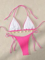 Sexy Bikini Set White Shell Designer Swimsuit 2025 New Halter Push Up Micro Bikinis Summer Bathing Suit Tie Side Thong Swimwear