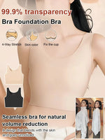 Women's Large Breasts Underwear Wide Shoulder Invisible Corset Antibump Thin Underwear Full Cup Vest Traceless Bra with Bra Pads