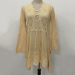 Sexy Women’s Bathing Suit Beach Cover Up Hollow Out Knitted Women Flared Sleeves Solid Color Beach Dress saida de praia