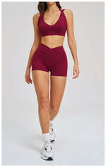 Women' Sports High Waist Shorts Set Fitness Cycling Elastic Sports Pants Yoga Bra Set Gym Sportswear Workout Set Athletic
