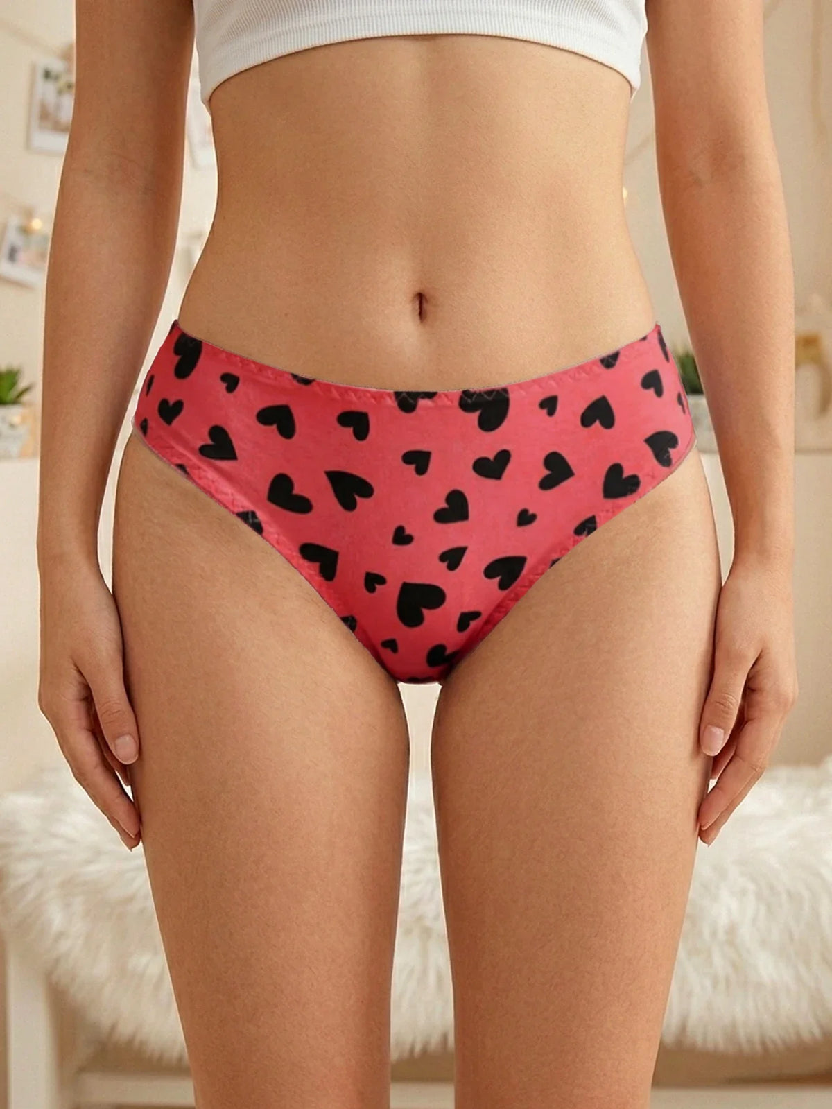 Summer Women's Panties Low Rise Heart Print Underwear Fashion Cute Comfortable Sexy Girl Briefs