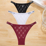 3Pcs/Set Cotton Panties Women Letter Belt Lace Sexy Briefs Seamless Low Rise Underwear Ladies M-XL Underwear Girls Lingerie New