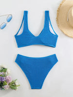 2026 New Sexy Bikini Two-Piece Swimsuit Pure Color High Elasticity Monochromatic Swimwear Comfortable Fit Women's Beachwear