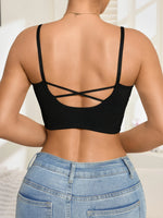 Women's Cropped Tank Top Sleeveless Padded Camisole with Crisscross Adjustable Straps Fashion Korean Style Women's Top