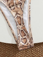 Sexy Coffee Tiger Print Micro Bikini 2026 Women Tie Side Metal Chain Thong Swimsuit Beach Push Up Bathing Suit Vacation Swimwear