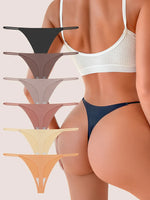 6PCS/SET Seamless Thong Women Thin Strap Low Waist High Flexibility Panties Sexy Ladies Briefs Comfortable Multicolor Underwear